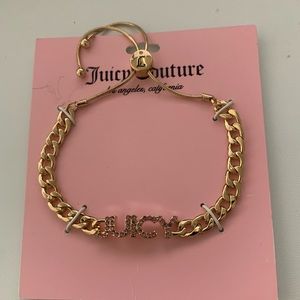 JUICY COUTURE PINK JUICY PAVÉ STONE BRACELET 💗 Adjustable. Gold with pink. NEW.